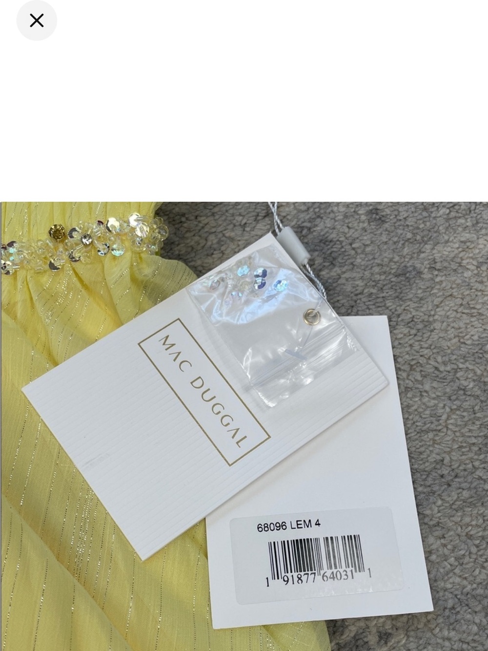 NWT Mac Duggal 68096 Strapless High Low Dress Lemon Yellow Shimmer Chiffon Sz 4 - Picture 8 of 8